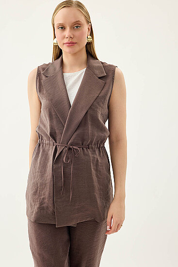 Beli Büzgü Kapamalı Yelek - 16