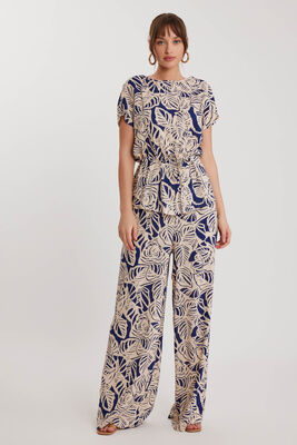 VİTRİN - Beli Büzgülü Desenli Kısa Kol Bluz (1)