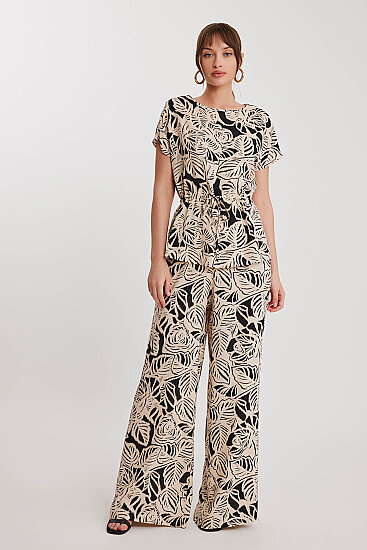 Beli Büzgülü Desenli Kısa Kol Bluz - 7