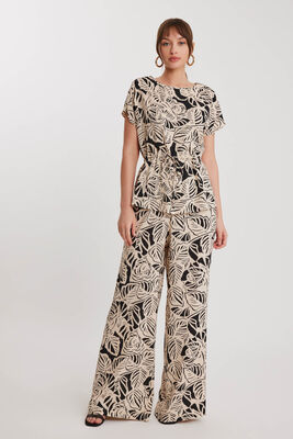 Beli Büzgülü Desenli Kısa Kol Bluz - Thumbnail (6)