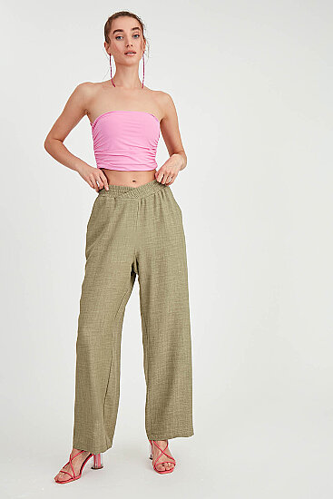 Beli Çapraz Lastik Detaylı Pantolon - 8