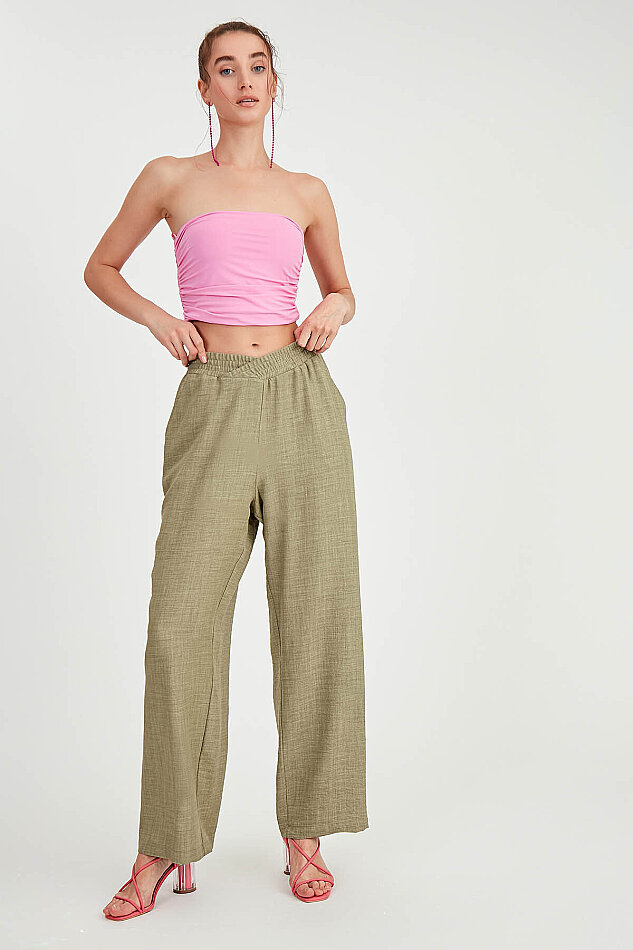 Beli Çapraz Lastik Detaylı Pantolon - 8