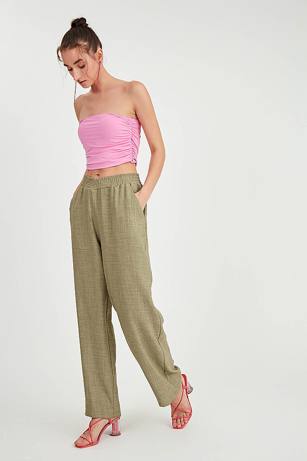 Beli Çapraz Lastik Detaylı Pantolon - 11