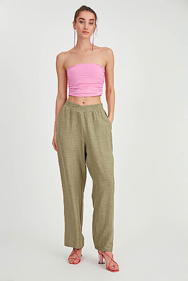Beli Çapraz Lastik Detaylı Pantolon - 9