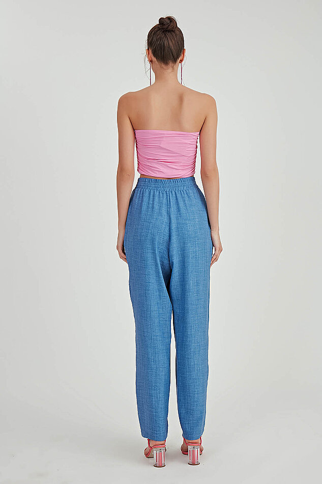 Beli Çapraz Lastik Detaylı Pantolon - 17