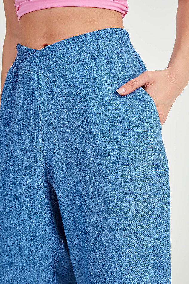 Beli Çapraz Lastik Detaylı Pantolon - 14