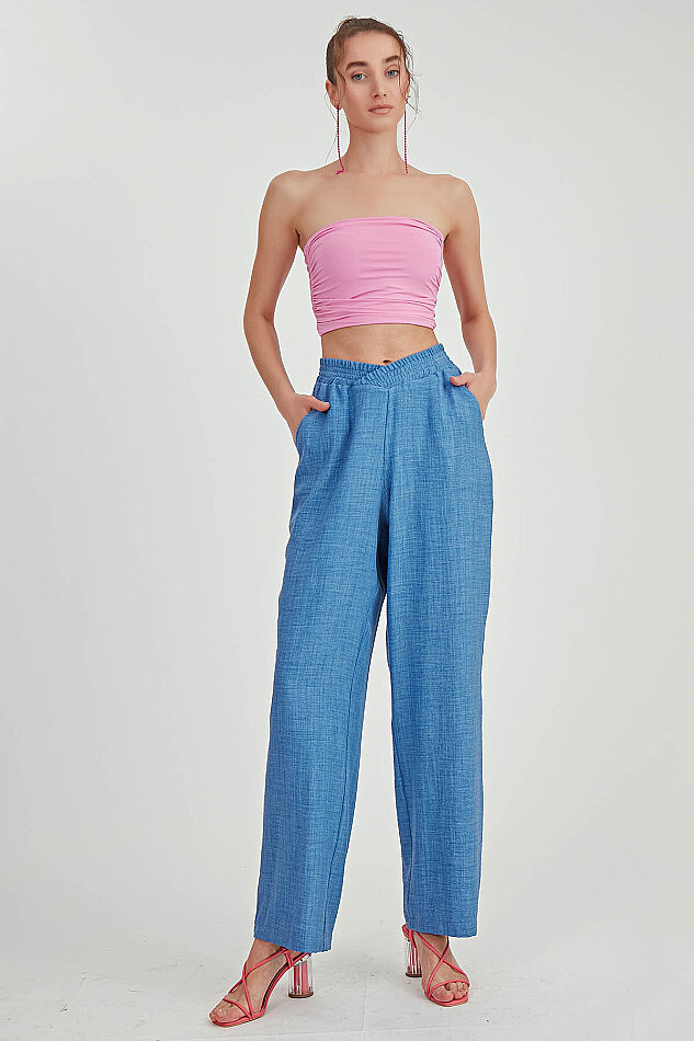 Beli Çapraz Lastik Detaylı Pantolon - 13
