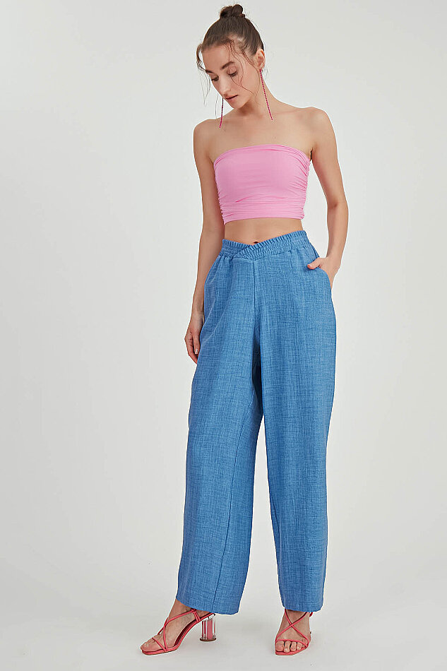 Beli Çapraz Lastik Detaylı Pantolon - 16