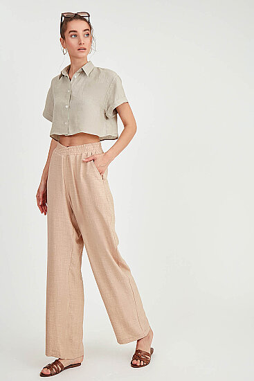 Beli Çapraz Lastik Detaylı Pantolon - 4