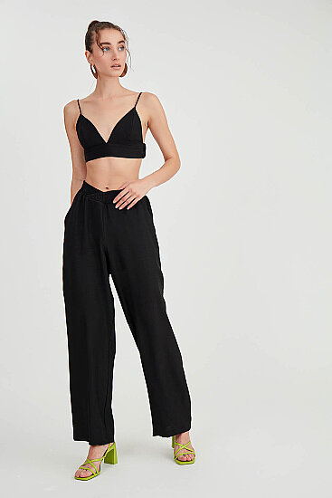 Beli Çapraz Lastik Detaylı Pantolon - 25