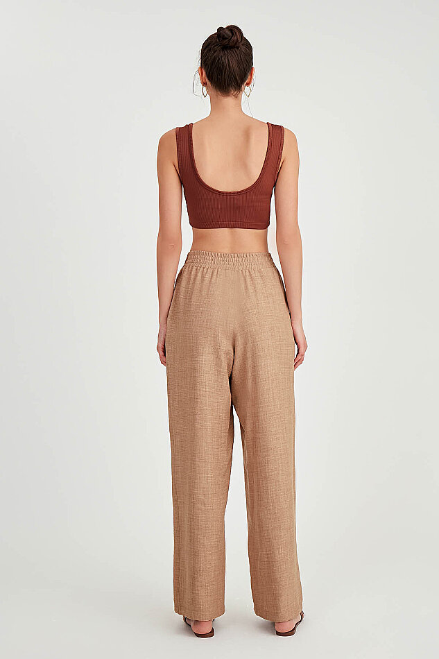 Beli Çapraz Lastik Detaylı Pantolon - 32