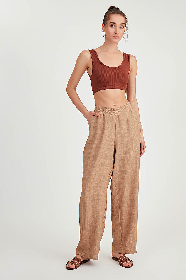 Beli Çapraz Lastik Detaylı Pantolon - 29
