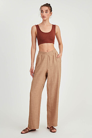 Beli Çapraz Lastik Detaylı Pantolon - 30