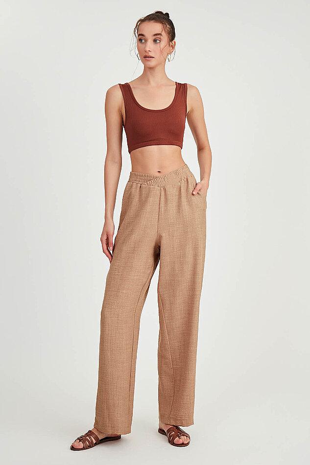 Beli Çapraz Lastik Detaylı Pantolon - 30