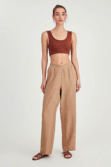 Beli Çapraz Lastik Detaylı Pantolon - 28