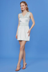 Beli Detaylı V Yaka Elbise - 2