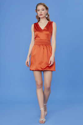 Beli Detaylı V Yaka Elbise - 6