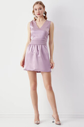 Beli Detaylı V Yaka Elbise - 11