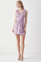 Beli Detaylı V Yaka Elbise - 12