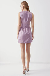 Beli Detaylı V Yaka Elbise - 15