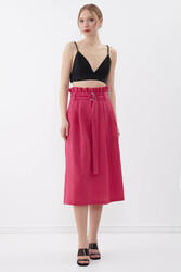 Beli Fırfırlı Kemerli Etek - 4