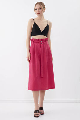 Beli Fırfırlı Kemerli Etek - 4