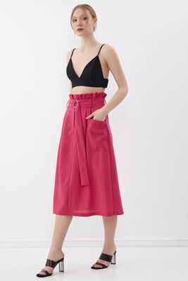 Beli Fırfırlı Kemerli Etek - 3