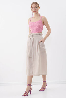 Beli Fırfırlı Kemerli Etek - 13