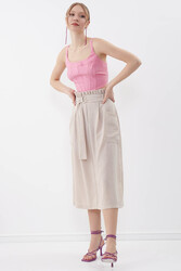 Beli Fırfırlı Kemerli Etek - 14