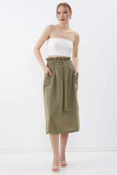 Beli Fırfırlı Kemerli Etek - 17