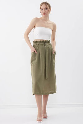 Beli Fırfırlı Kemerli Etek - 17