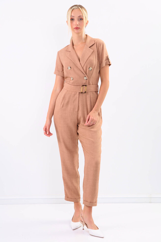 Beli Kemerli Çift Cep Tulum - 4