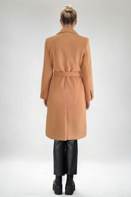 Beli Kuşaklı Düğmeli Uzun Kaban - Thumbnail (6)