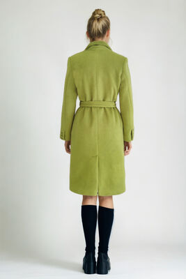 Beli Kuşaklı Düğmeli Uzun Kaban - Thumbnail (14)