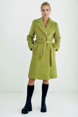 Beli Kuşaklı Düğmeli Uzun Kaban - Thumbnail (12)