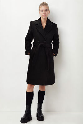 Beli Kuşaklı Düğmeli Uzun Kaban - Thumbnail (16)