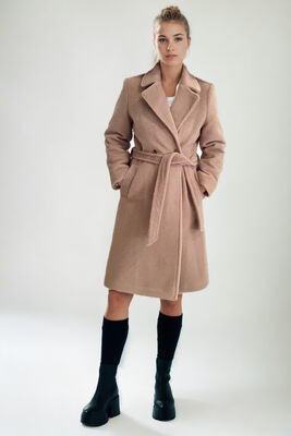 Beli Kuşaklı Düğmeli Uzun Kaban - Thumbnail (20)