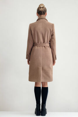 Beli Kuşaklı Düğmeli Uzun Kaban - Thumbnail (22)