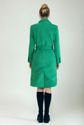 Beli Kuşaklı Düğmeli Uzun Kaban - Thumbnail (2)