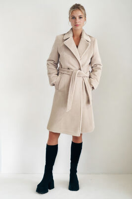 Beli Kuşaklı Düğmeli Uzun Kaban - Thumbnail (24)