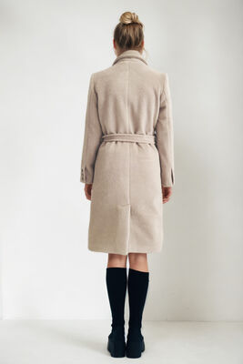 Beli Kuşaklı Düğmeli Uzun Kaban - Thumbnail (25)