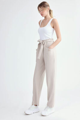 VİTRİN - Beli Kuşaklı Modal Kumaş Salaş Pantolon (1)