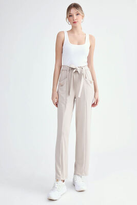 Beli Kuşaklı Modal Kumaş Salaş Pantolon - Thumbnail (5)