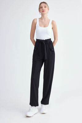 Beli Kuşaklı Modal Kumaş Salaş Pantolon - Thumbnail (7)