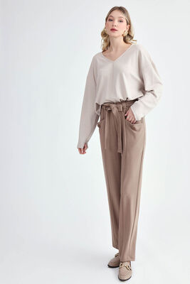 Beli Kuşaklı Modal Kumaş Salaş Pantolon - Thumbnail (13)