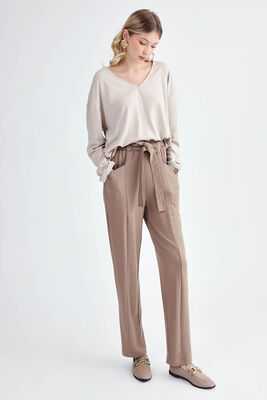 Beli Kuşaklı Modal Kumaş Salaş Pantolon - Thumbnail (12)