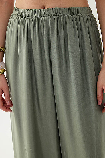 Beli Lastikli Astarlı İpek Pantolon - 6