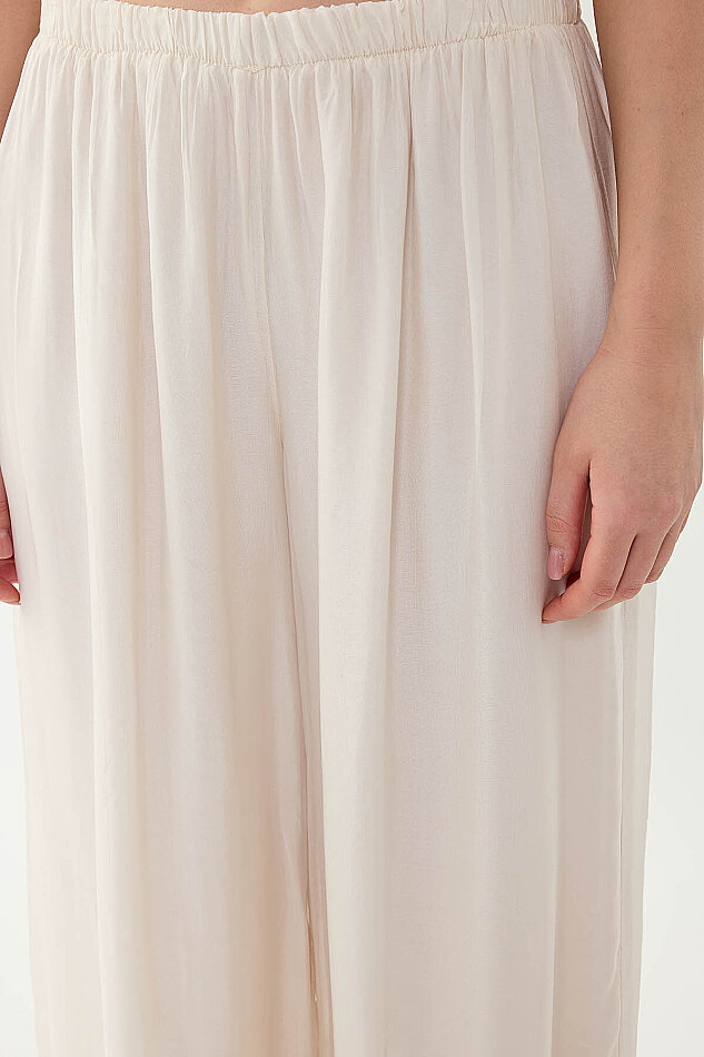 Beli Lastikli Astarlı İpek Pantolon - 13