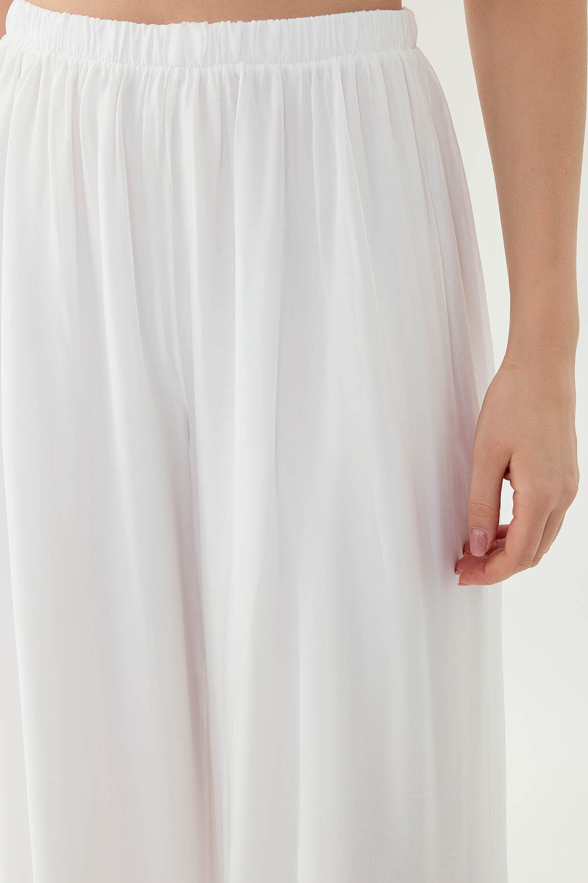 Beli Lastikli Astarlı İpek Pantolon - Thumbnail