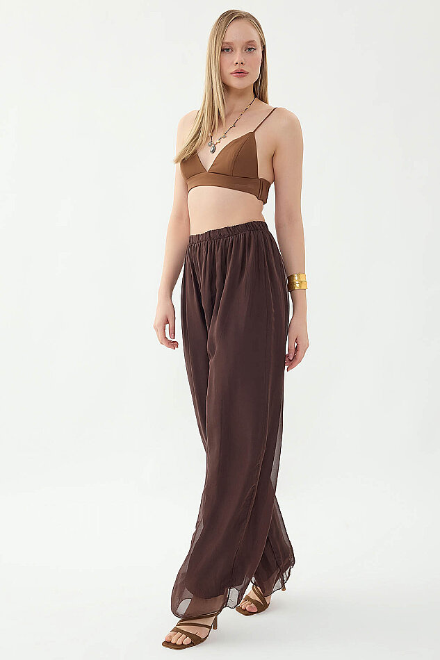 Beli Lastikli Astarlı İpek Pantolon - 24